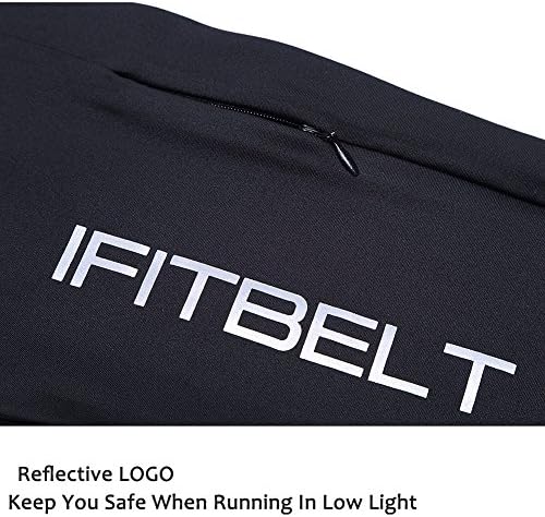 IFITBELT Extra Wide Running Belt - Runner Waist Pack for Men and Women - Running Accessory - Money Belt with Zipper Pocket/ Runner Fitness Belt/ Fanny Pack/ Sport Belt for Phone(Black, L/ 32"-35")