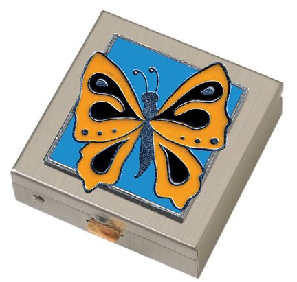 Orange Butterfly Small Pill Box