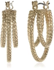 Napier "Glitter Links" Two-Tone Open Click It Hoop Earrings