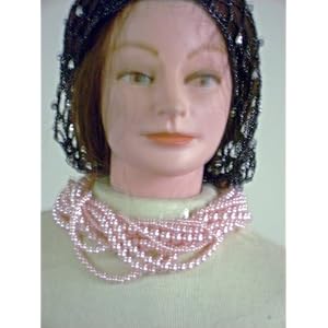 Click here to buy Sn52, Hand Crocheted Black Gimp Large Snood Trimmed with Rhinestones for Women in Combination with... by Gita.
