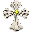 14K White Gold Peridot Cross Pendant