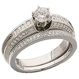 0.43 Ct.T.W. Round Brilliant Cut Diamonds, 14Kt. Two Tone Gold. Diamond Wedding Ring Set, Semi-Mount Setting (without Center Stone)
