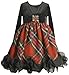 Bonnie Jean Girls 2-6x Stretch Velvet Bodice To Taffeta Plaid Skirt, Red, 6