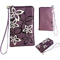 HandyFrog Zipper Handytasche Stofftasche - lila / violett / schwarz / wei� Blumen Flowers Blumenmuster - Neopren Rei�verschluss Schutzh�lle Telefontasche Handy Tasche Etui f�r Sony Xperia P LT22i, Xperia S LT26i, Xperia sola MT27i