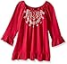 My Michelle Girls' Big Peasant Blouse with Tie Front and Embroidered Chest