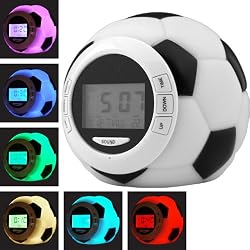 Trademark Global 80-MF567, Soccer Clock w/ Alarm, Date, Natural Sounds and Color Backlight