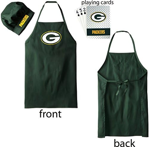 Green Bay Packers Apron and Chef Hat and 1 Deck of Green Bay Packers Playing Cards