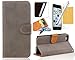 Tradekmk(TM) Pure Color Elgent Leather Case Cover with Credit Card Slots For iPhone 5C(Grey),with Stylus Pen,Screen Protector and Cleaning Cloth