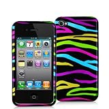Premium - Apple iPhone 4 Rainbow Zebra Cover - Faceplate - Case - Snap On - Perfect Fit Guaranteed