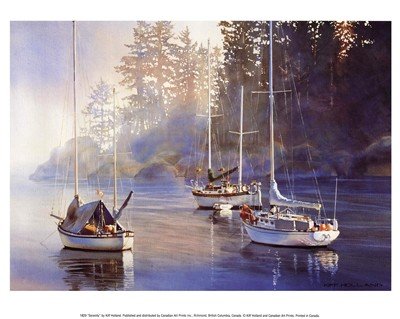 Serenity HIGH QUALITY CANVAS Print With Light Added BRUSHSTROKES Kiff Holland 12x10