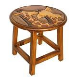 Handmade Kids Furniture - Carved Wood Childrens Table With Giraffe Design & Painted Accents