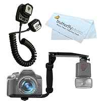 Rotating Flash Bracket Grip + I-TTL Off Camera Shoe Flash Cord FOR Nikon D5100 D200 D100 D700 D70S D80 D70 D50 D5000 D3000 D300S D90 D40 D40X D60 D3 D2H D3X D7000 D3100 + BP MicroFiber Cleaning Cloth