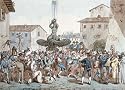 Carnevale A Roma by Bartolomeo Pinelli. Art Print Giclee on Canvas Rolled 18 inches width by 15 inches height. Highest Quality