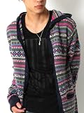 (ファストカラーズ)FastColors カラージャガードニットカーディガンパーカー ネイティブ