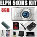 Canon PowerShot ELPH 510 HS 12.1 MP CMOS Digital Camera with Full HD Video and Ultra Wide Angle Lens (Silver) NB9L Battery/Charger 8GB DavisMAX HDMI Bundle