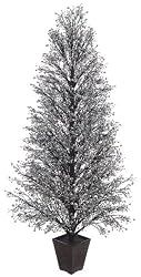 64" Potted Silver & Black Glittered Berry Christmas Tree #XBZ729-SI