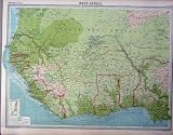1920 WEST AFRICA COLOUR MAP IVORY COAST