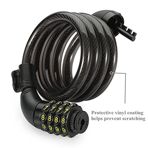 Купить Bike Lock Cable, SANREN Self Coiling Resettable Combination