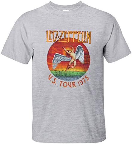 SKNO Men's Led Zeppelin Rock Band ComfortSoft Round Neck T-Shirt grey XXL