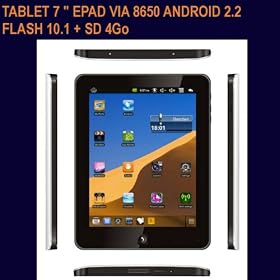 TABLET EPAD VIA 8650 ANDROID 2.2 WIFI 800MHZ 7"