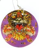 Roaring Tiger , Genuine Dye Shell Dangle Earrings