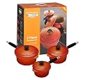 Le Creuset Cast Iron Saucepan Set, Volcanic, 3 Piece