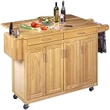 Home Styles 88-5023-95 Wood Top Kitchen Cart with Breakfast Bar 54x36.25x18.5