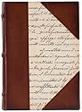Calligraphy Journal, Antiqued Genuine Leather Double Thick Spine and Corners with Calligraphy Paper on Cover, Lined, 5x7"