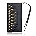 iPhone 6 Case, Terrapin Trendy iPhone 6S Wallet Purse Style Case for iPhone 6 / 6S (Black Studded)