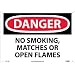 NMC D217RB OSHA Sign, "DANGER NO SMOKING MATCHES OR OPEN FLAMES", 14" Width x 10" Height, Rigid Plastic, Black/Red On White