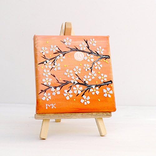 Mosaic Wall Art Original ACEO Painting Cherry Blossom EggShell Mixed Media Collage Home Decor