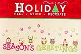 IMAGE OF Lot 26 Studio, GlitterPuff Holiday Owls, Vinyl Christmas Peel and Stick Instant Wall Sticker Decals