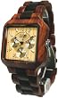 Tense Mens Multi-Eye Date Time Month Square Wood Watch B7305SD
