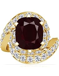 14K Yellow Gold Cushion Cut Ruby Ring With Sidestones