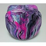Designer Dental Retainer Case Container Box in Pink/Black/Blue/White Swirl Color To Store 1 Retainer, Denture, Mouth Guard w MOP Gem Stone