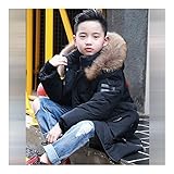 子供服　冬　ダウンジャケット　保温性よく　厚くする　ファッション　軽快　着心地良い　ブラック　160cm