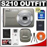 cheap Nikon Coolpix S210 8-Megapixel Digital Camera (Brushed Bronze) with 3x Optical Zoom + 4GB Card + EN-EL10 Battery + Nikon Camera Case + Cameta Bonus Accessory Kit