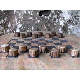 Groovy Stuff Furniture W-872-S Teak Wood Checker Set - Small