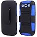 Leegoal(TM) Samsung Galaxy S3/S III Rugged Hybrid Belt Clip Holster Hard Case Cover - Retail Packaging - Blue