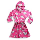 Tag Apparel - Girls Fleece Hearts And Flowers Robe, Fuschia