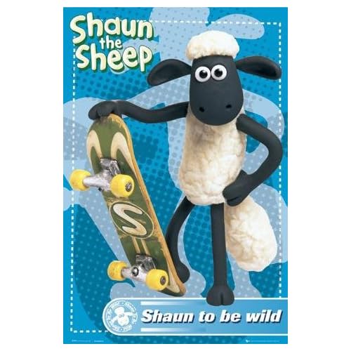Shaun The Sheep Poster - Shaun To Be Wild holding skateboard