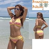 Tribal Spice orange yellow floral Brazilian Bathing Suit Bikini by Cabo Beachwear Swimwear Swimsuit