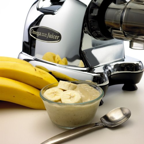 Omega J8005 Nutrition Center Single-Gear Commercial Masticating Juicer, Chrome and Black