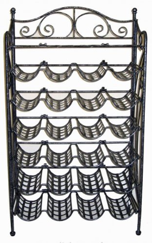 Wrought Iron Wine Rack – 24 Bottles (Antique Black) (39″H x 22″W x 10″D)