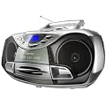 Karcher RR510 Tragbares Stereo Radio (CD/MP3-Player, UKW-Radio, Kassette, USB 2.0,  100 Watt (PMPO)) silber