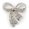Victorian Crystal Filigree Bow Brooch