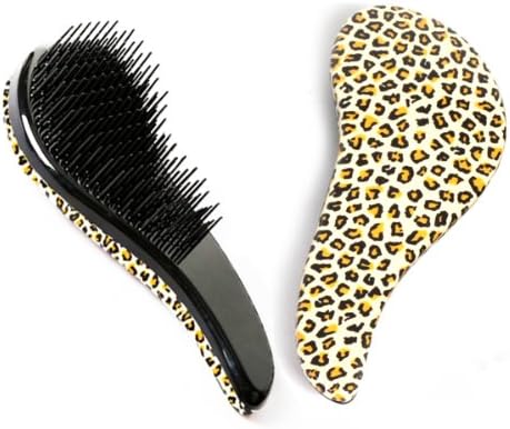 BB365@ No Tangle Styler Comb NO MORE TANGLE Brush Hair Brush Leopard(Yellow)