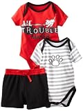 Disney Baby-Boys Newborn 2 Bodysuits and 1 Short Pants Set, White/Red, Newborn