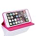 Nouske iPhone 6 Plus/ 6s Plus 5.5 inch Flip Folio Wallet Stand up Credit Card Holder Leather Case Cover Holster/Magnetic Closure/TPU bumper/360 Full Body Protection, Hot Pink