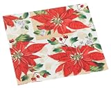 Caspari Poinsettia 2 Paper Cocktail Napkin Package, Ivory